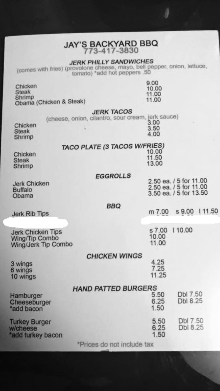 Jay's Backyard BBQ menu 1